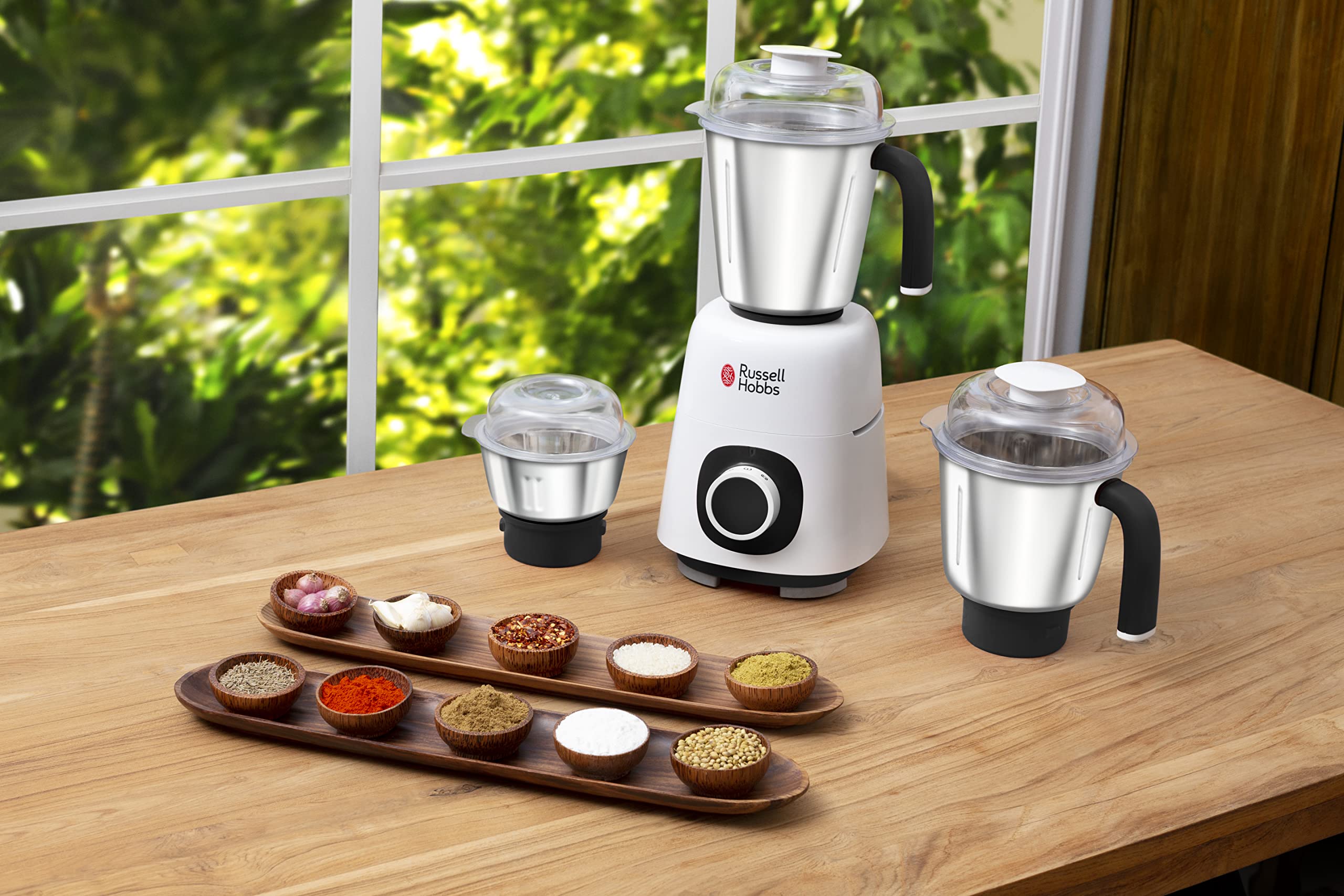 Russell Hobbs 3-in-1 Mixer Grinder Supreme 750W Multifunctional Grinder with St. Steel Jars & Blades مطحنة وخلاط متعدد الوظائف 3 في 1 بقدرة 750 واط من راسل هوبز Russell Hobbs 3-in-1 Mixer Grinder Supreme 750W Multifunctional Grinder with St. Steel Jars & Blades مطحنة وخلاط متعدد الوظائف 3 في 1 بقدرة 750 واط من راسل هوبز